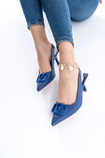 Darcy Saks Mavi Tokalı Topuklu Ayakkabı